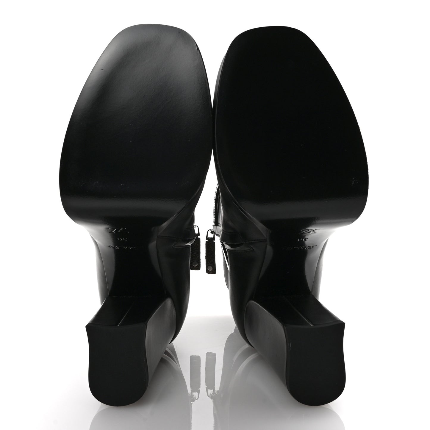 Calfskin Monogram Platform Ankle Boots 39 Black