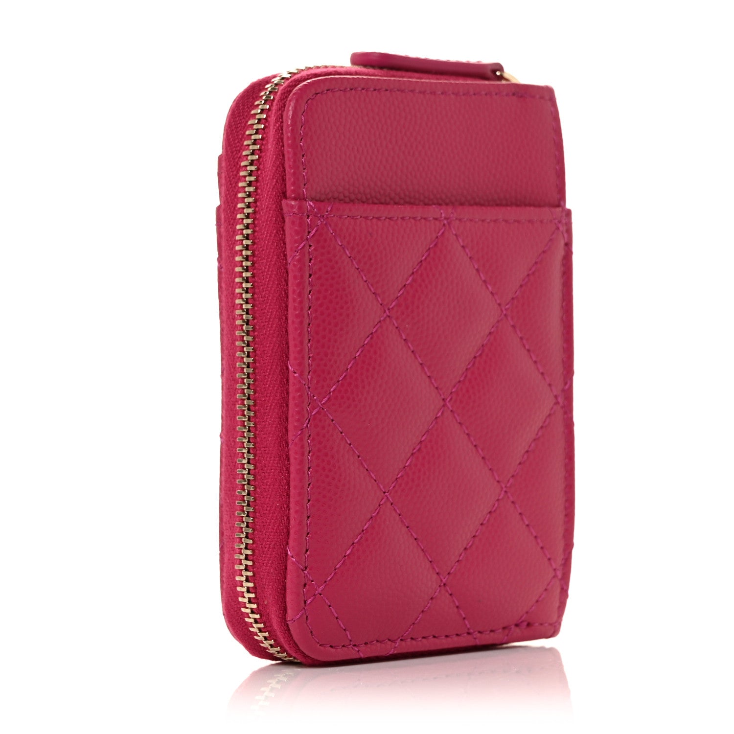 Chanel Caviar Quilted Zip Card Holder Fuchsia 3 of 10