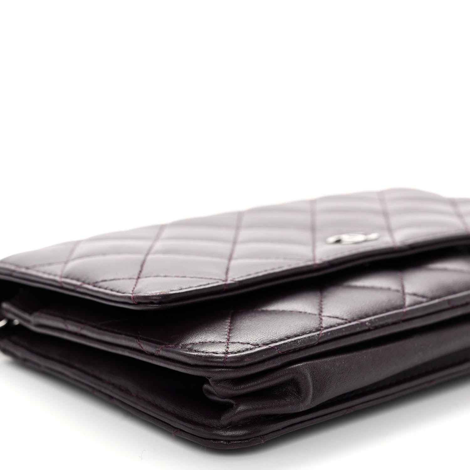 Chanel Lambskin Quilted Wallet On Chain WOC Purple 19 of 23