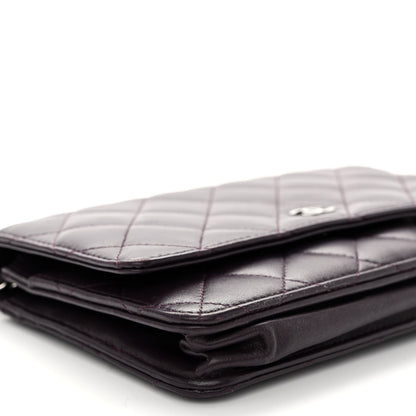 Chanel Lambskin Quilted Wallet On Chain WOC Purple 19 of 23