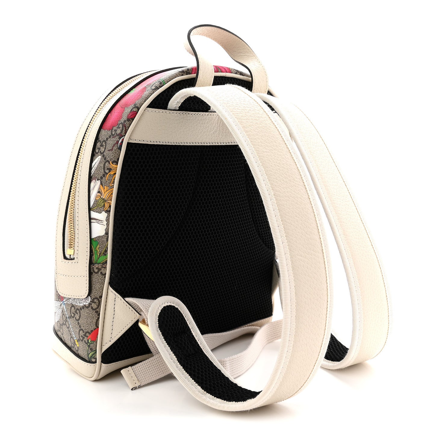 GG Supreme Monogram Flora Web Small Ophidia Day Backpack White