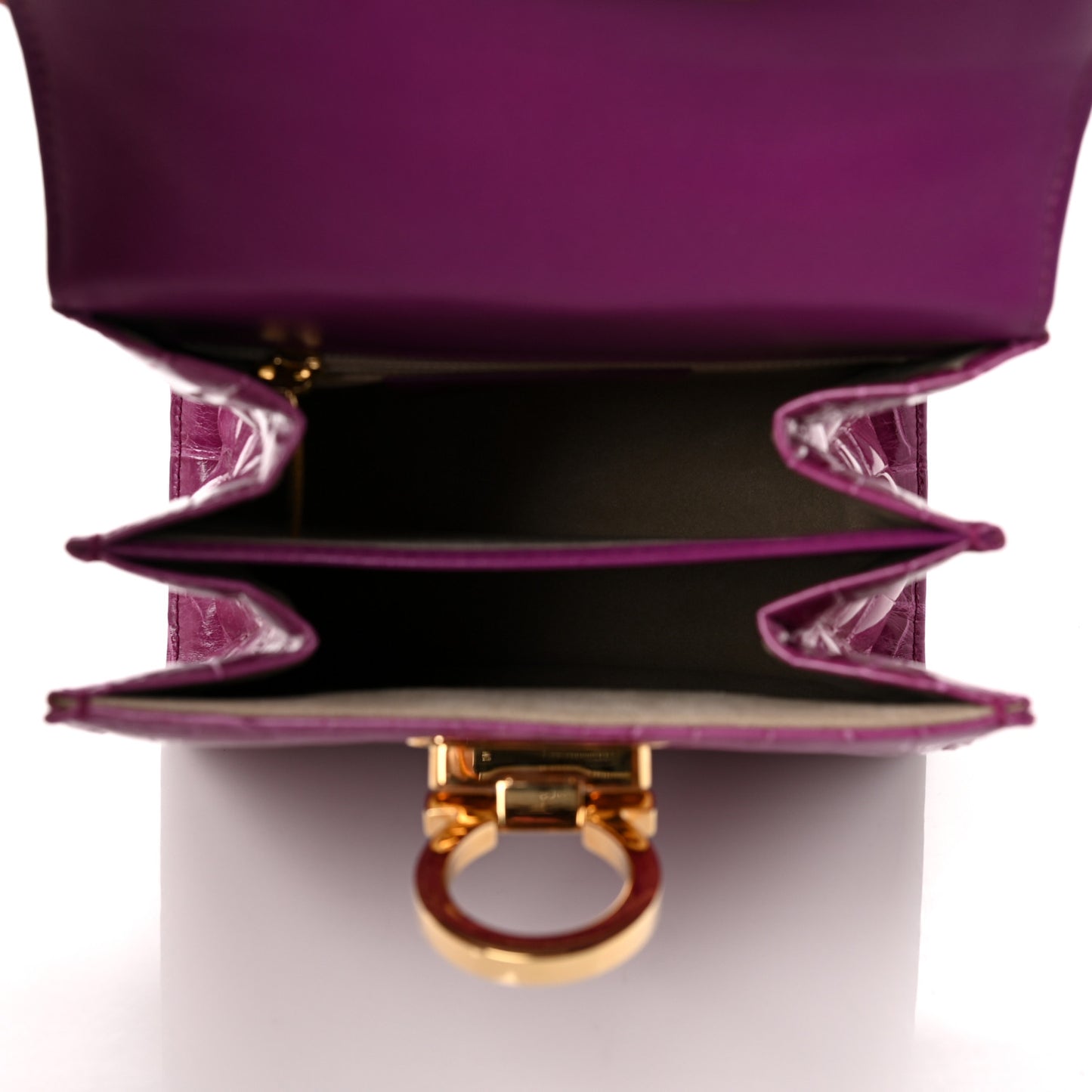 Crocodile Gancini 2-Way Top Handle Bag Purple