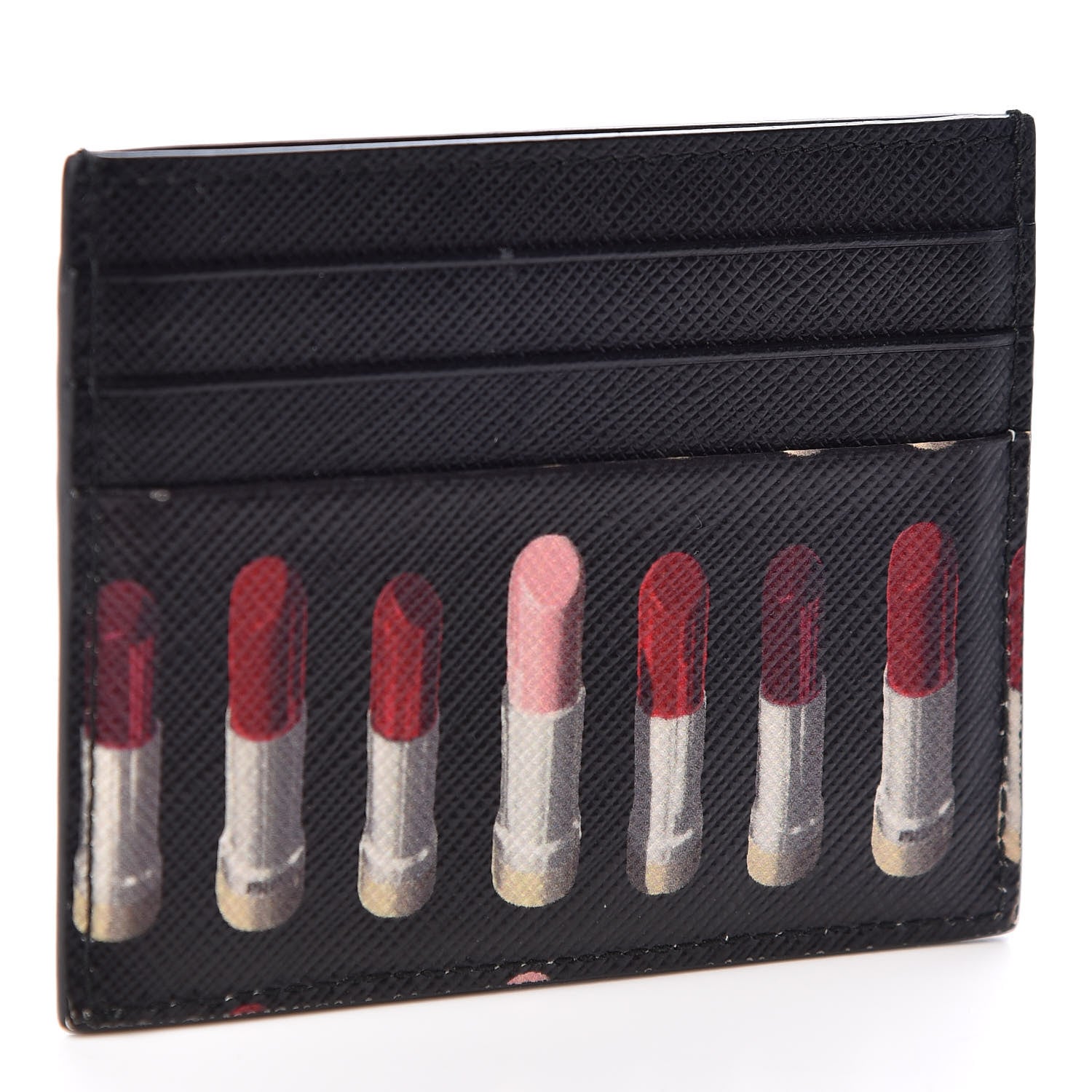 Prada Saffiano Lipstick Print Card Holder Black 2 of 7