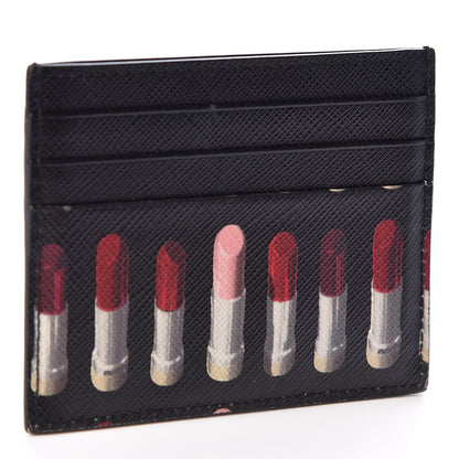 Prada Saffiano Lipstick Print Card Holder Black 2 of 7