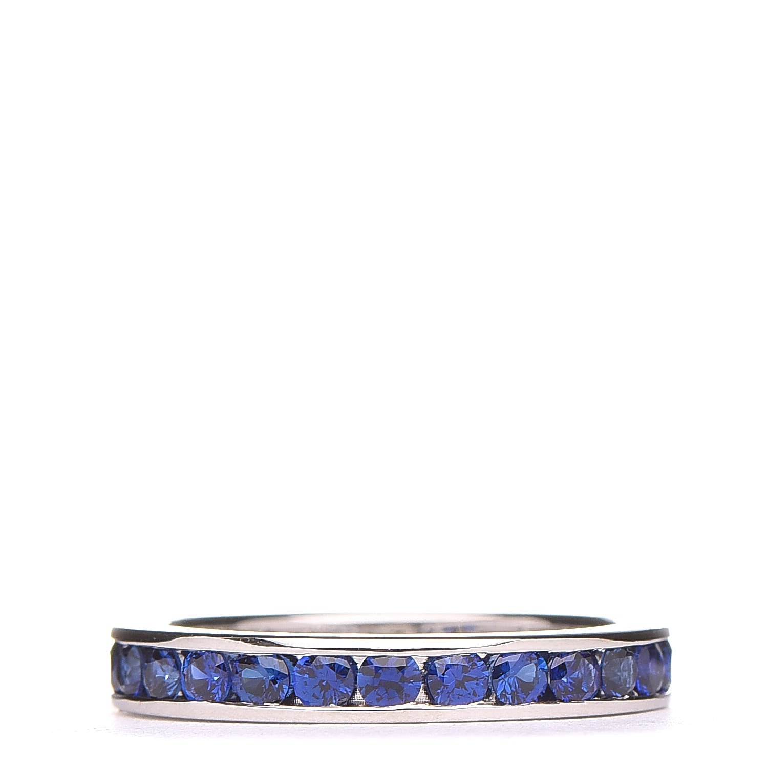 Tiffany Platinum Blue Sapphire Eternity Band Ring 49 4.75 1 of 5