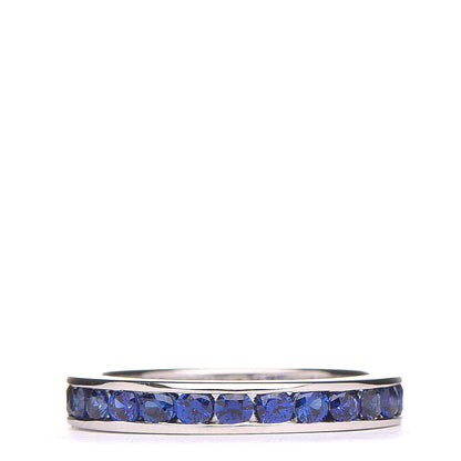 Tiffany Platinum Blue Sapphire Eternity Band Ring 49 4.75 1 of 5