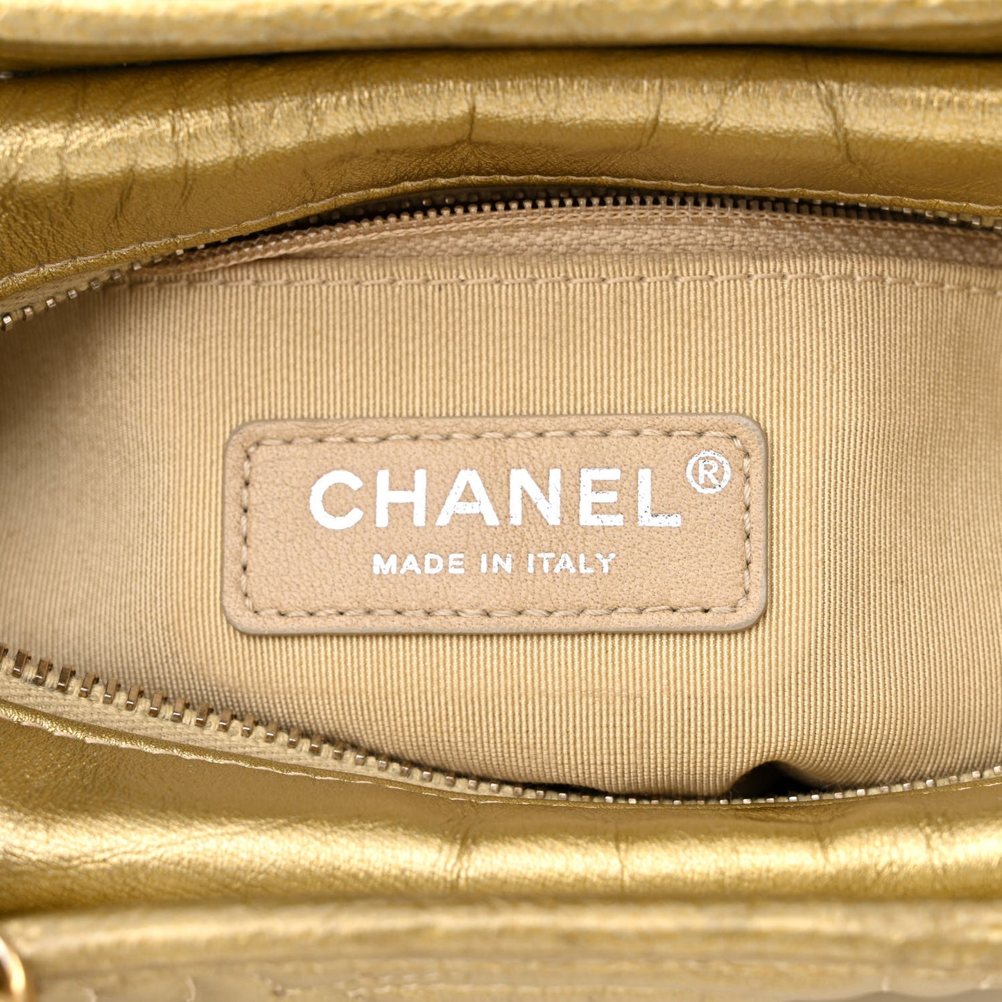 Metallic Aged Calfskin CC Quilted Small Gabrielle Hobo Gold