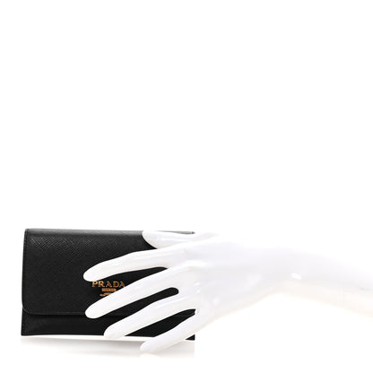 Prada Saffiano Metal Flap Wallet Black 2 of 8