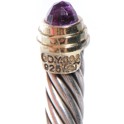 David Yurman Sterling Silver 14K Yellow Gold Amethyst 5mm Cable Classics Petite Color Bracelet 4 of 4