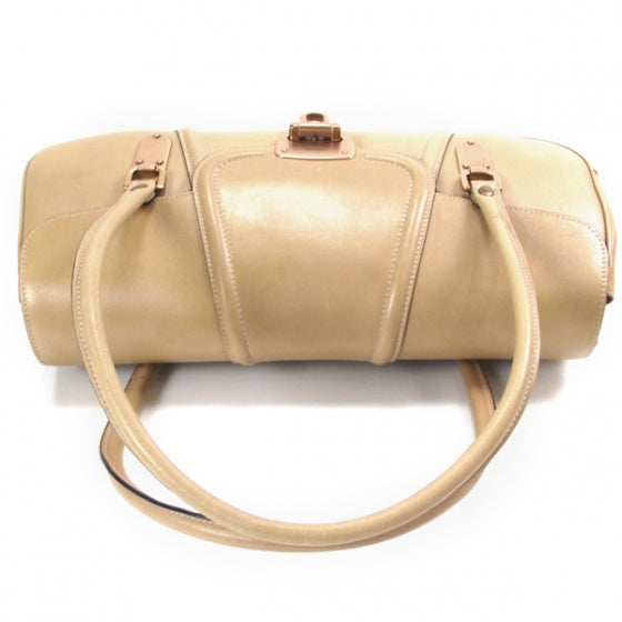 Gucci Leather Fold Over Satchel Beige 6 of 10