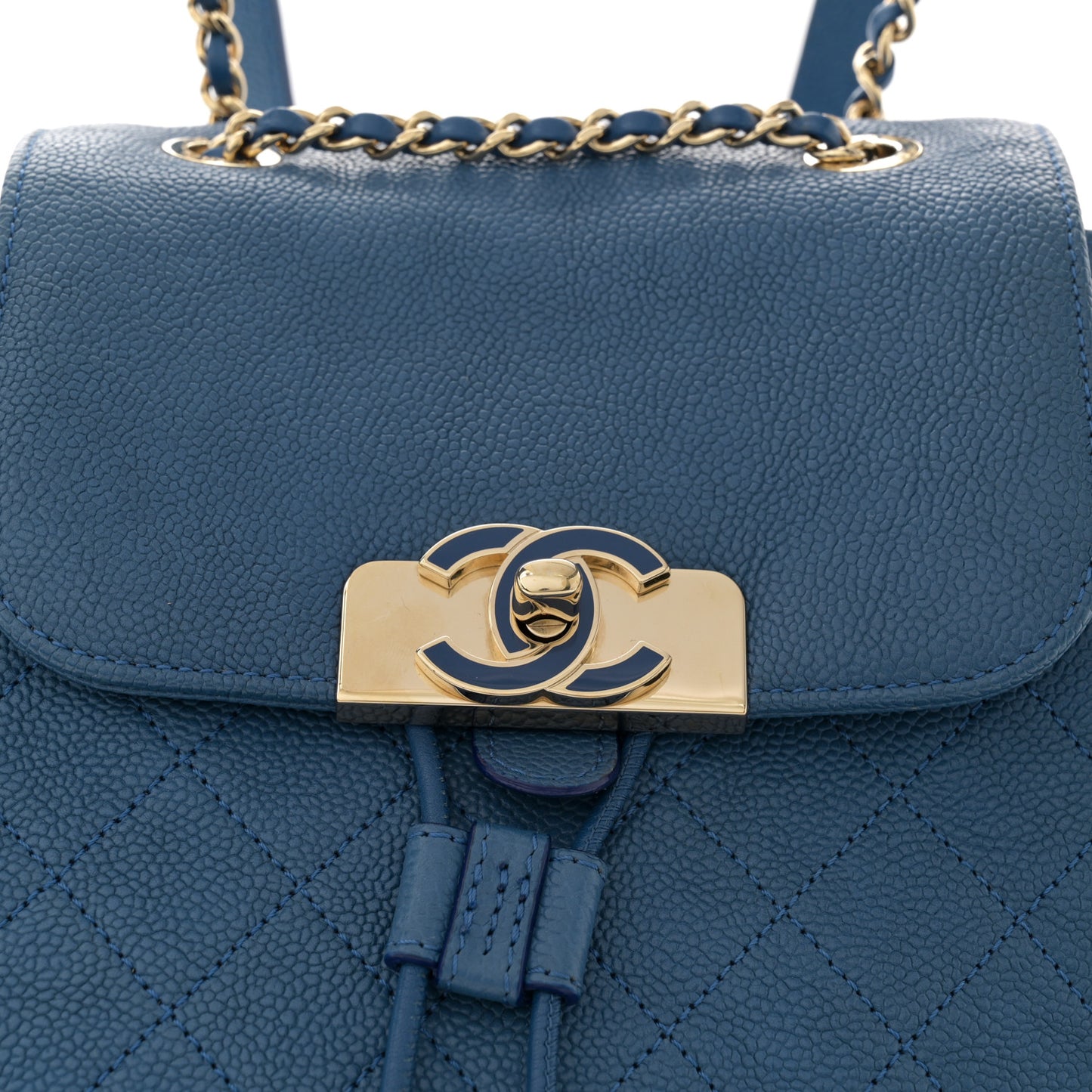 Caviar Quilted Backpack Blue