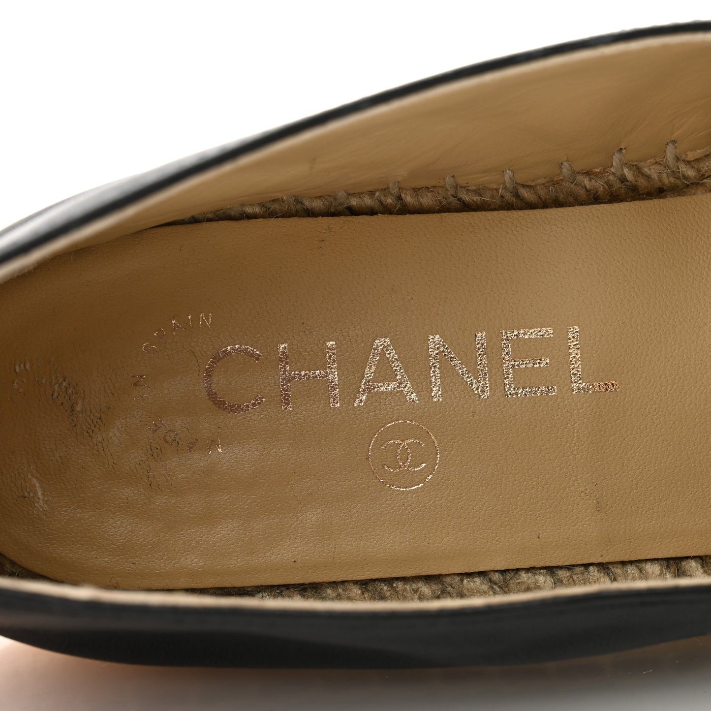 Calfskin Chain CC Espadrilles 38 Black