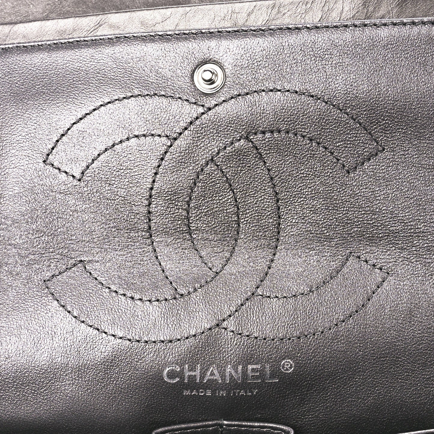 Metallic Aged Calfskin Quilted 2.55 Reissue Flap 226 Dark Grey