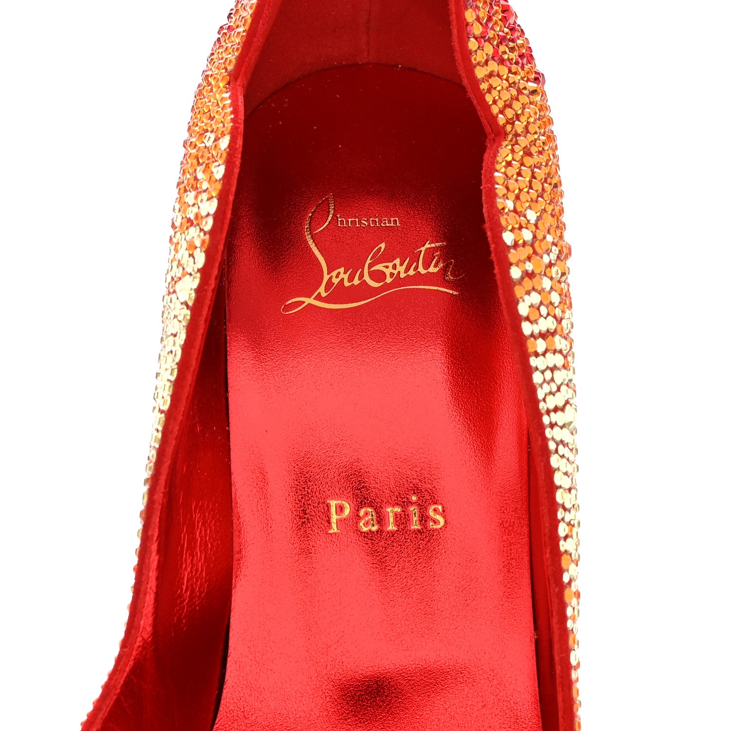 Christian Louboutin Suede Burma Strass Degrade Hot Chick 100 Pumps 39 Loubi Red Multicolor 7 of 9