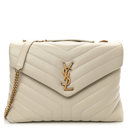 Saint Laurent Calfskin Y Quilted Monogram Medium Loulou Chain Satchel Crema Soft 1 of 10