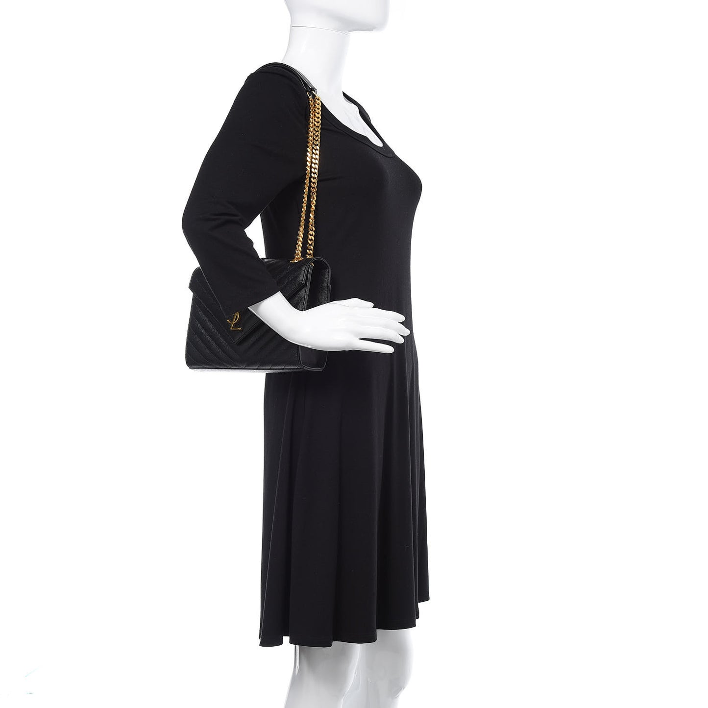 Grain De Poudre Matelasse Chevron Medium Monogram Satchel Black
