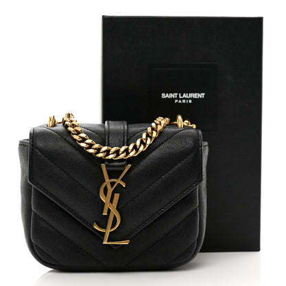 Saint Laurent Sheepskin Matelasse Chevron Monogram Mini College Bag Black 7 of 7