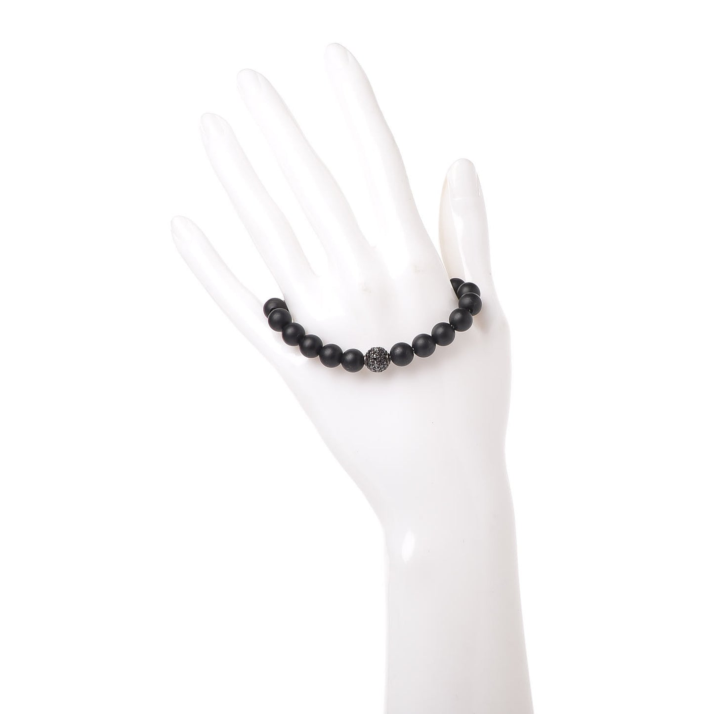 Sterling Silver Black Diamond Onyx 8mm Spiritual Beads Bracelet