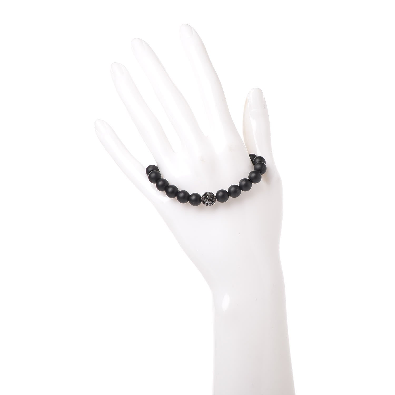 David Yurman Sterling Silver Black Diamond Onyx 8mm Spiritual Beads Bracelet 2 of 7