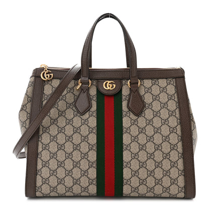 Gucci GG Supreme Monogram Web Medium Ophidia Tote Bag Brown 1 of 11