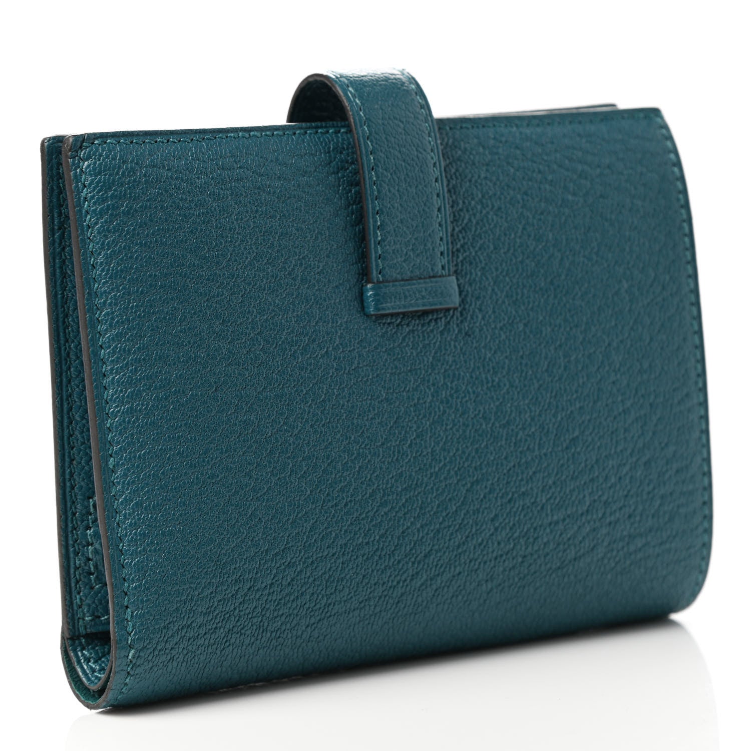 Hermes Chevre Mysore Bearn Compact Wallet Vert Bosphore 3 of 7
