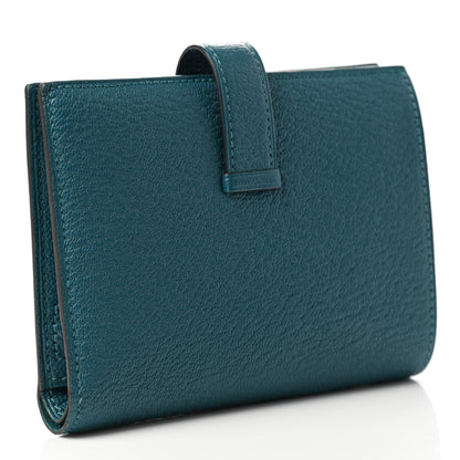 Hermes Chevre Mysore Bearn Compact Wallet Vert Bosphore 3 of 7