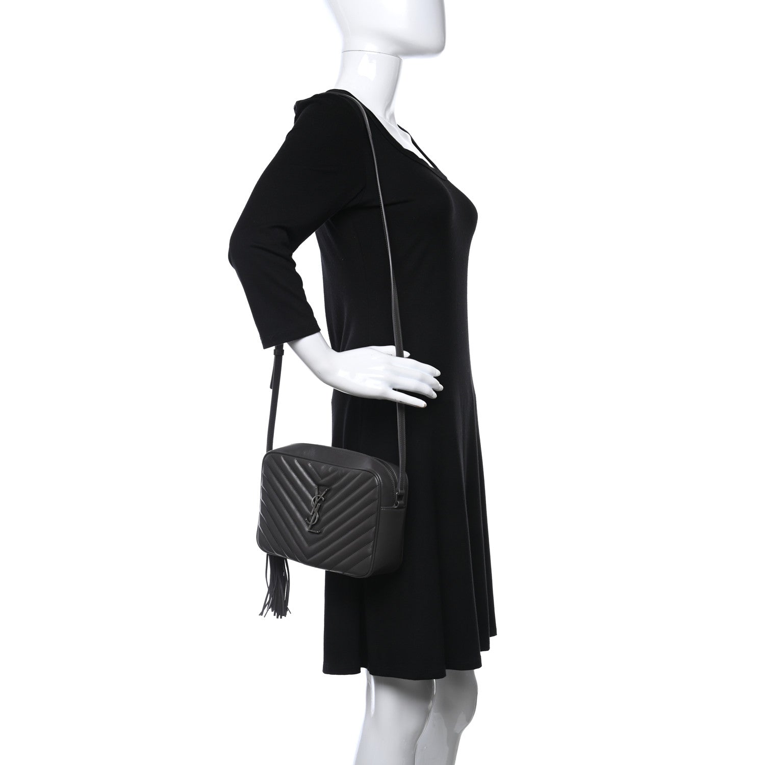 Saint Laurent Calfskin Matelasse Monogram Lou Camera Bag Sea Pebble 2 of 10