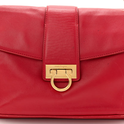Salvatore Ferragamo Calfskin Gancini Chain Shoulder Bag Red 7 of 17