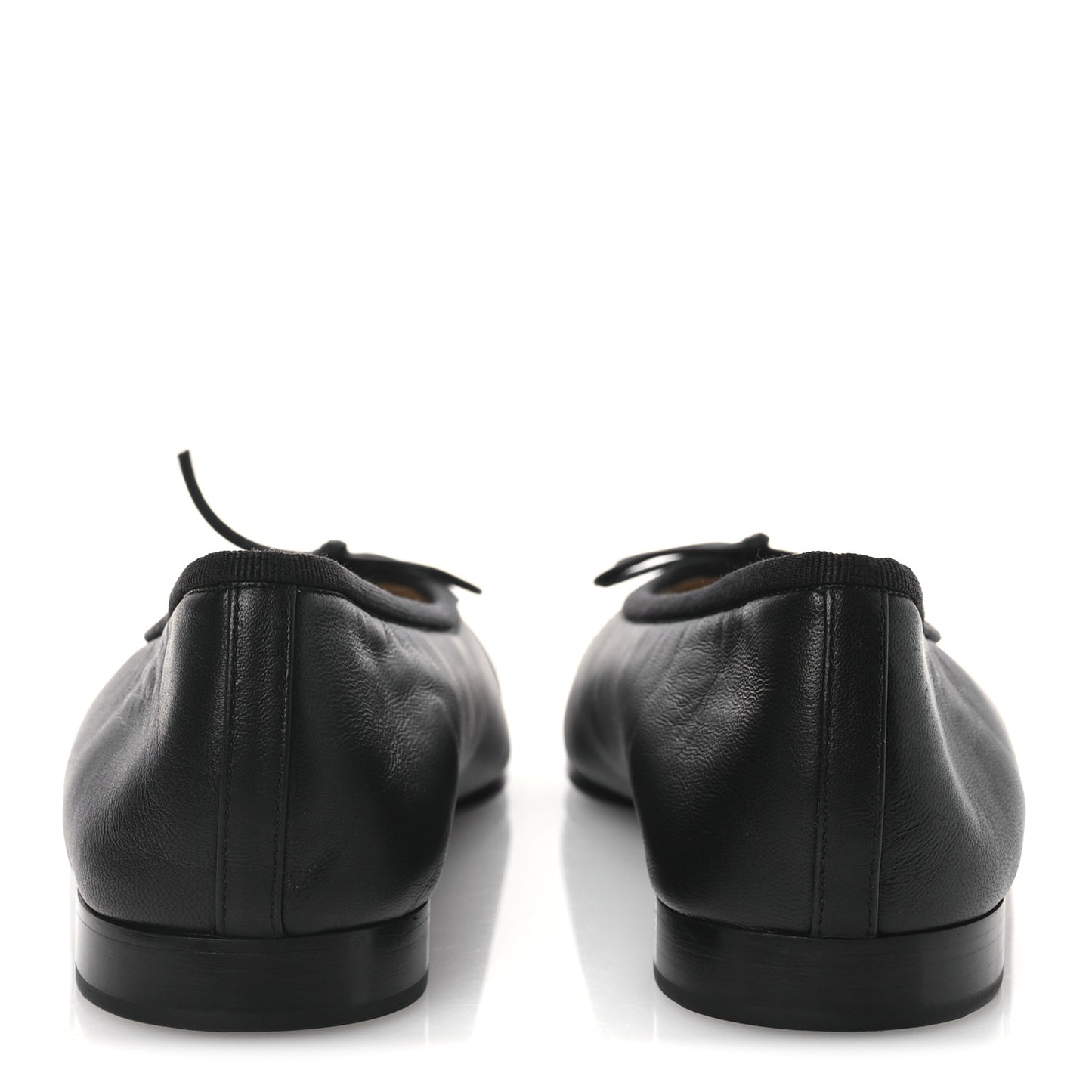 Lambskin Patent Cap Toe Ballerina Flats 38 Black