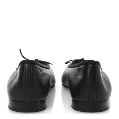 Chanel Lambskin Patent Cap Toe Ballerina Flats 38 Black 6 of 11