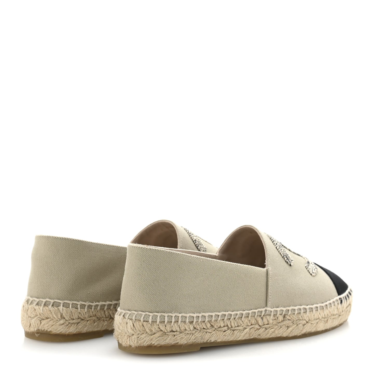 Canvas Grosgrain CC Espadrilles 39 Light Green Black