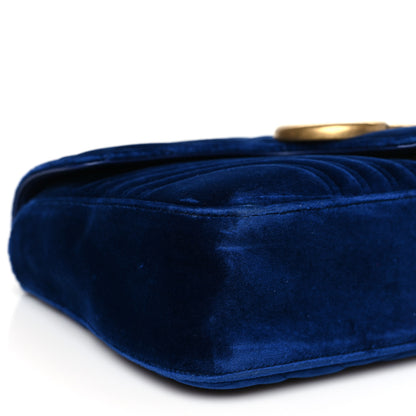 Gucci Velvet Matelasse Medium GG Marmont Shoulder Bag Cobalt Blue 9 of 10