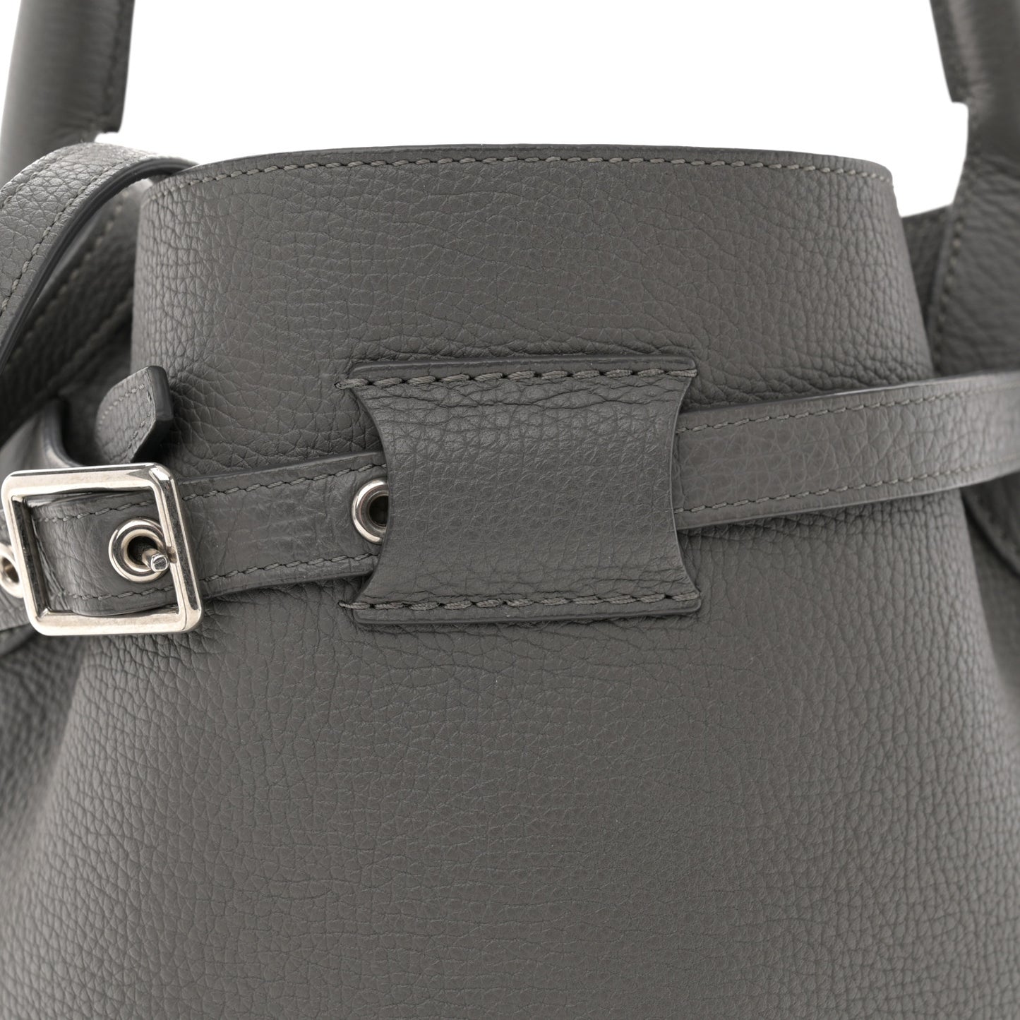 Supple Grained Calfskin Nano Big Bag Bucket Grey