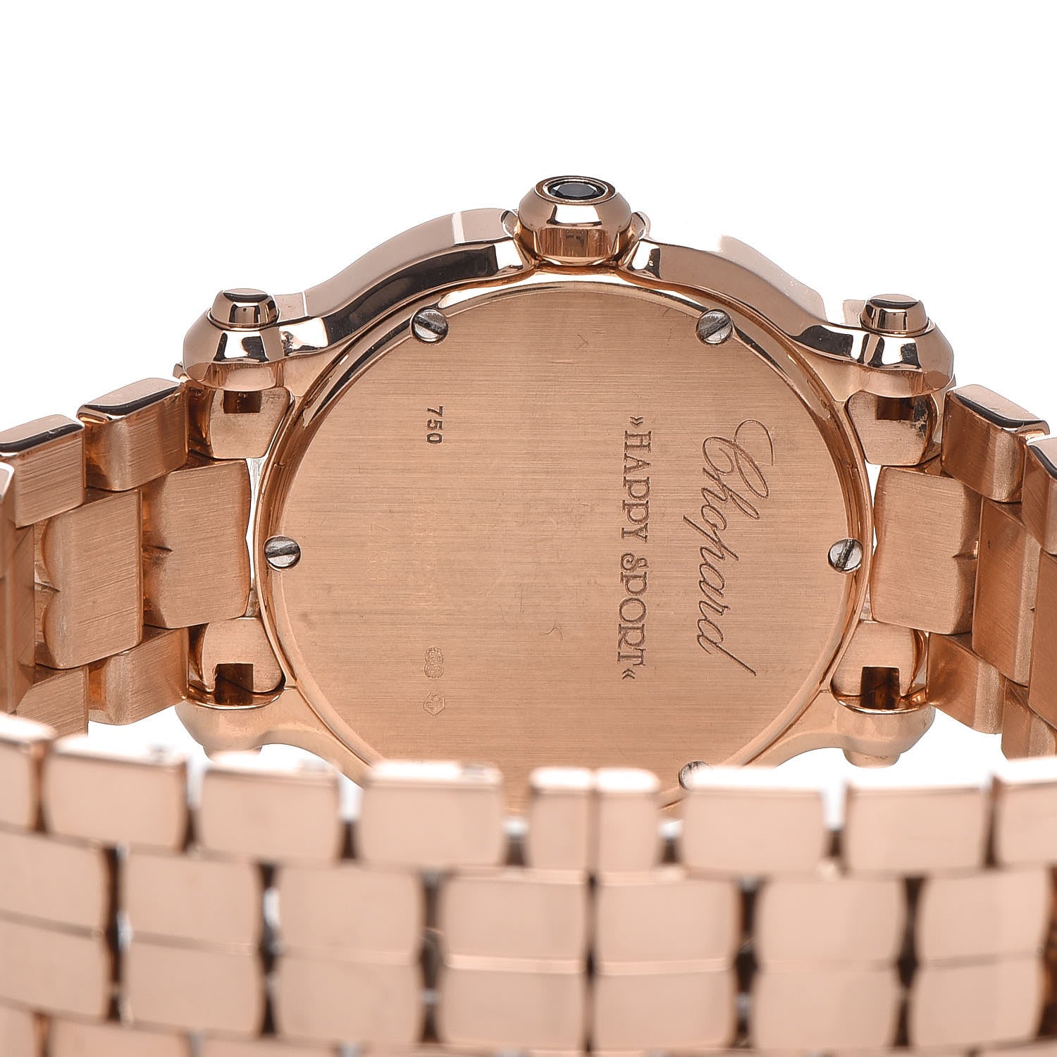 Chopard 18K Rose Gold Diamond Bezel 30mm Happy Sport Quartz Watch Brown 5 of 6