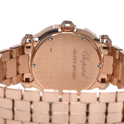 Chopard 18K Rose Gold Diamond Bezel 30mm Happy Sport Quartz Watch Brown 5 of 6