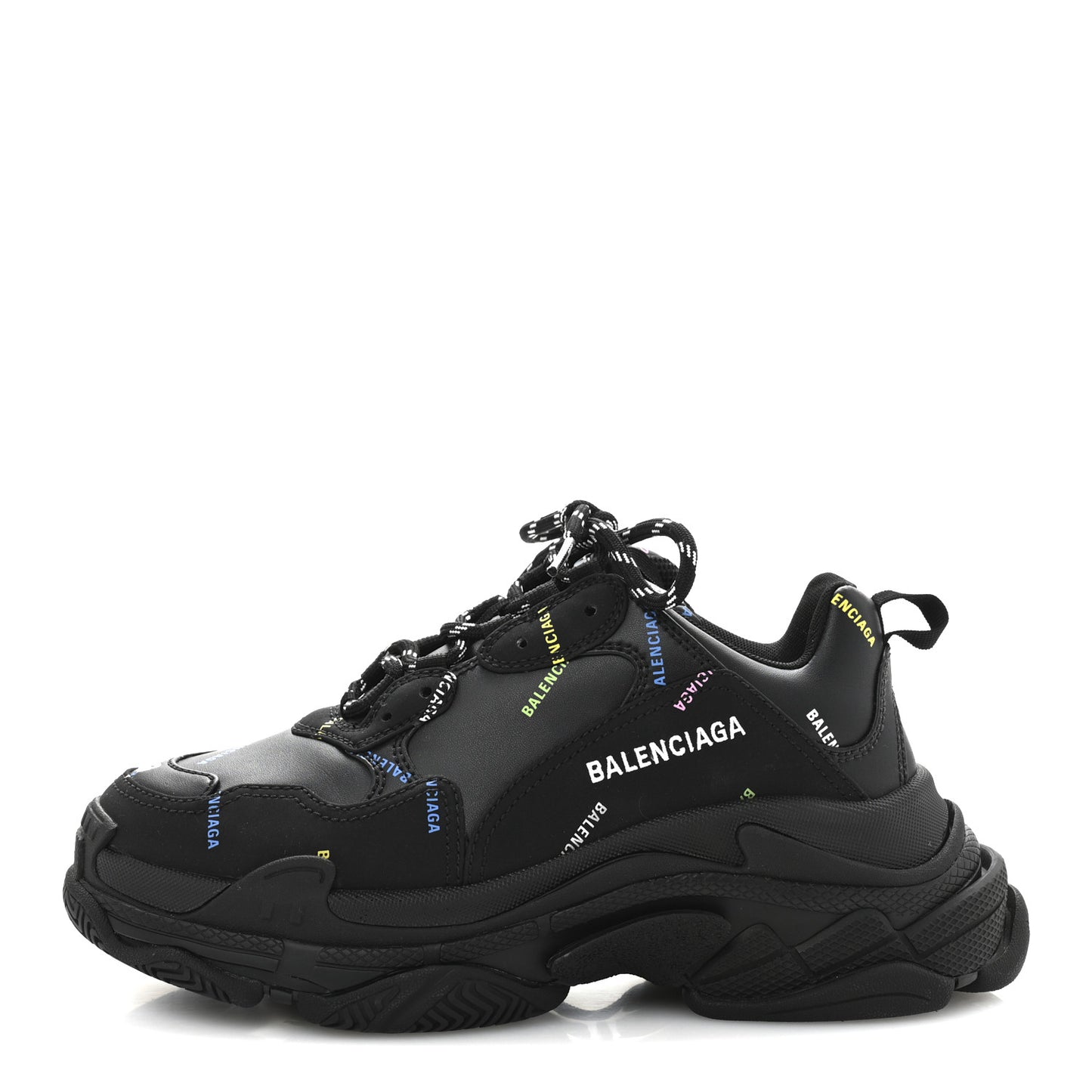 Technical Fabric Allover Logo Womens Triple S Sneakers 39 Black Multicolor