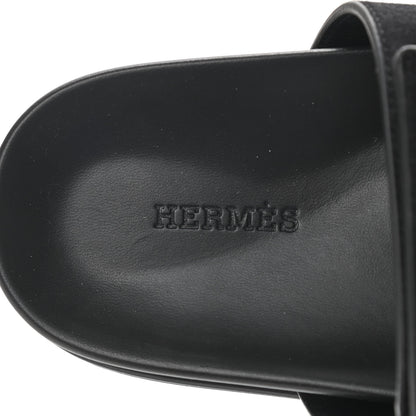 Hermes Suede Goatskin Womens Chypre Sandals 37.5 Black 7 of 7