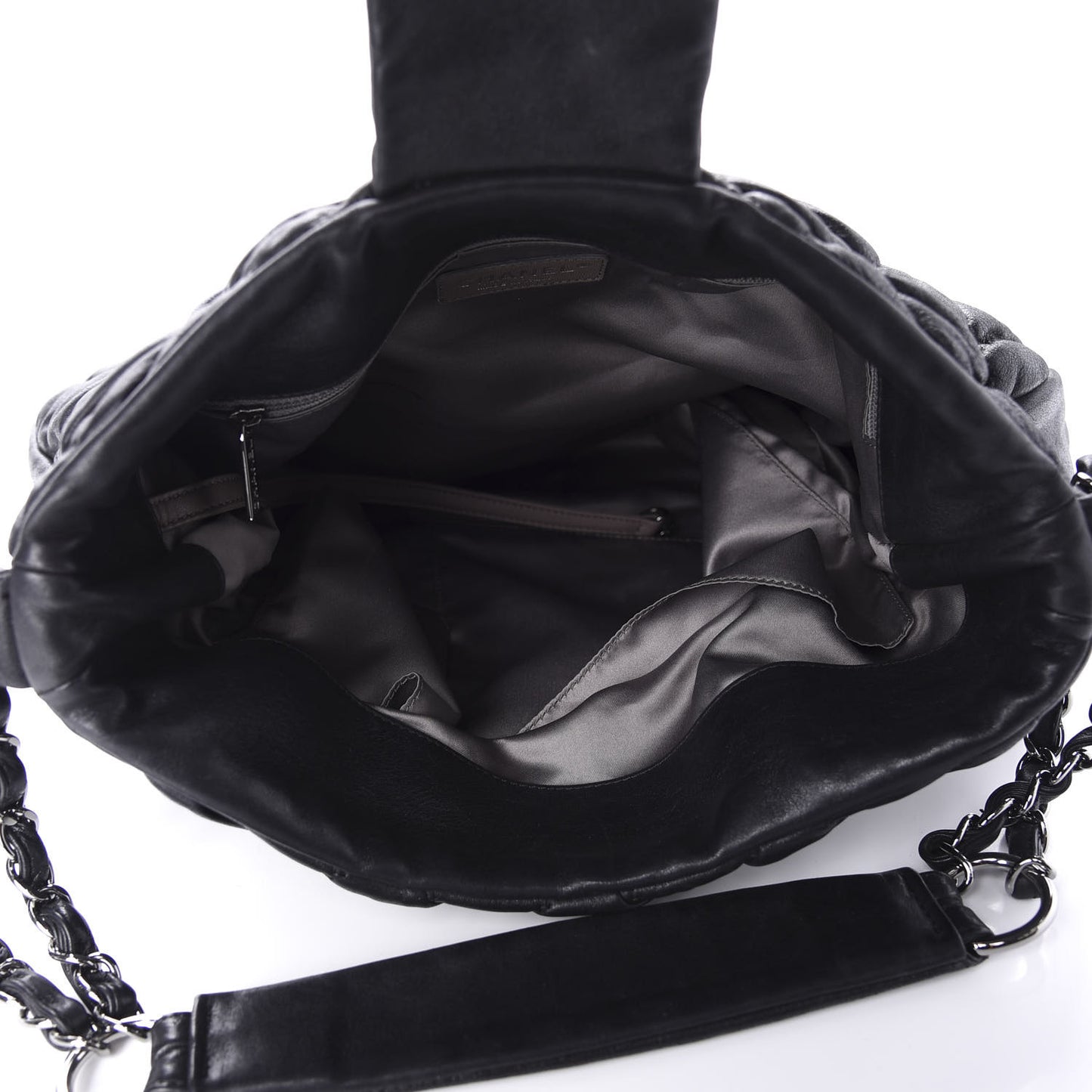 Iridescent Calfskin Bubble Quilt Hobo Black
