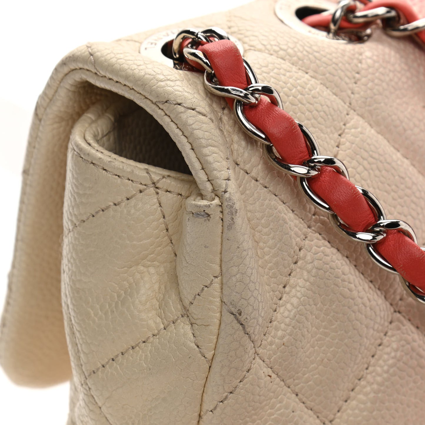 Caviar Quilted Ombre Medium Single Flap White Rose Pink