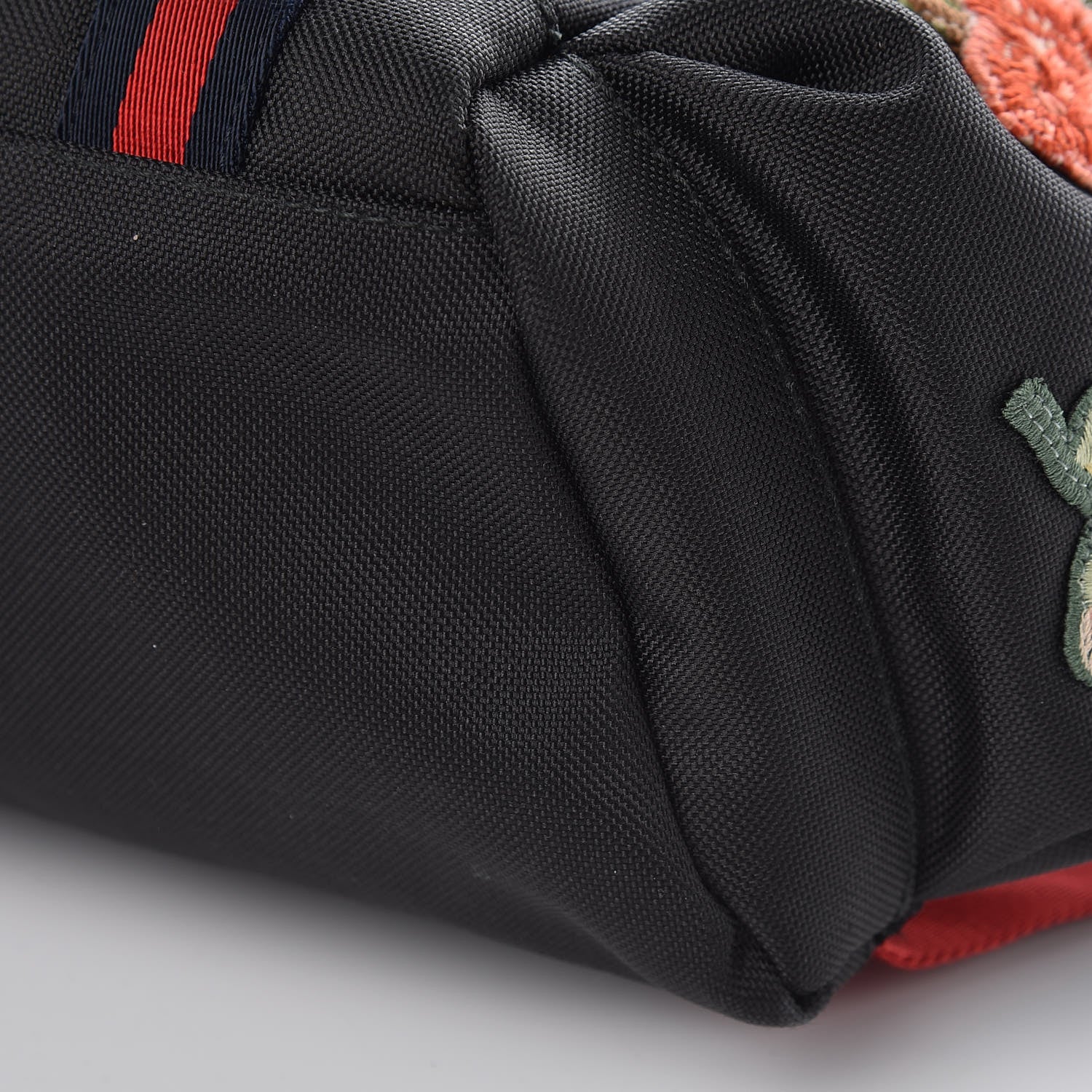 Gucci Techno Canvas Web L'Aveugle Par Amour Embroidered Double Buckle Backpack Black 10 of 10