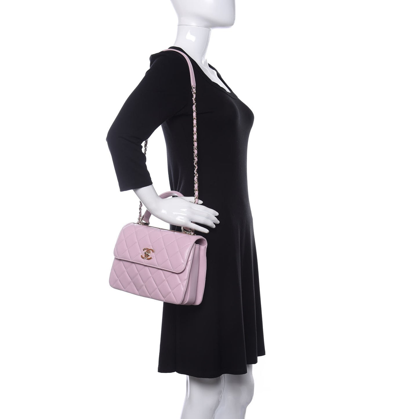 Lambskin Quilted Small Trendy CC Flap Dual Handle Bag Light Pink