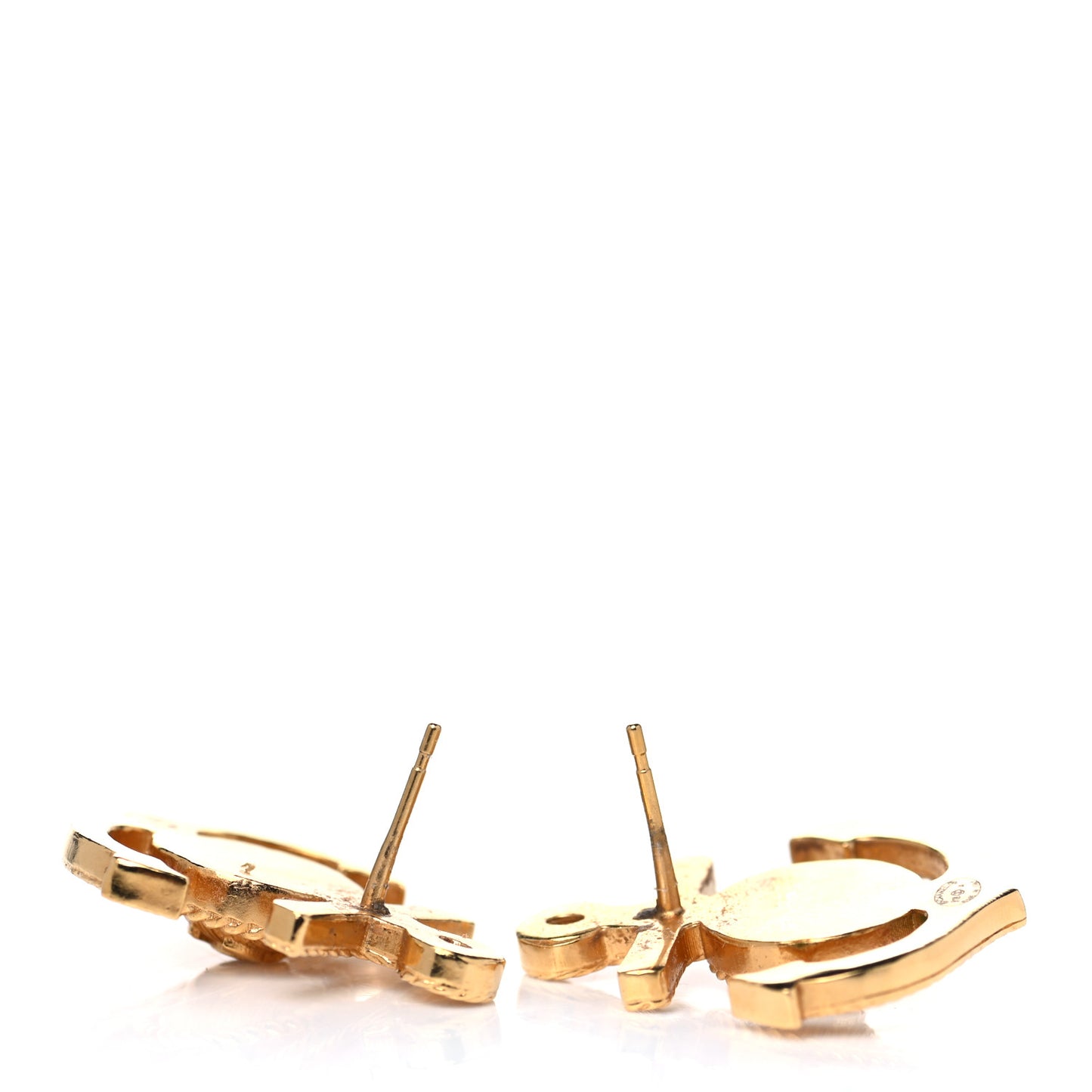 Metal Anchor CC Earrings Gold