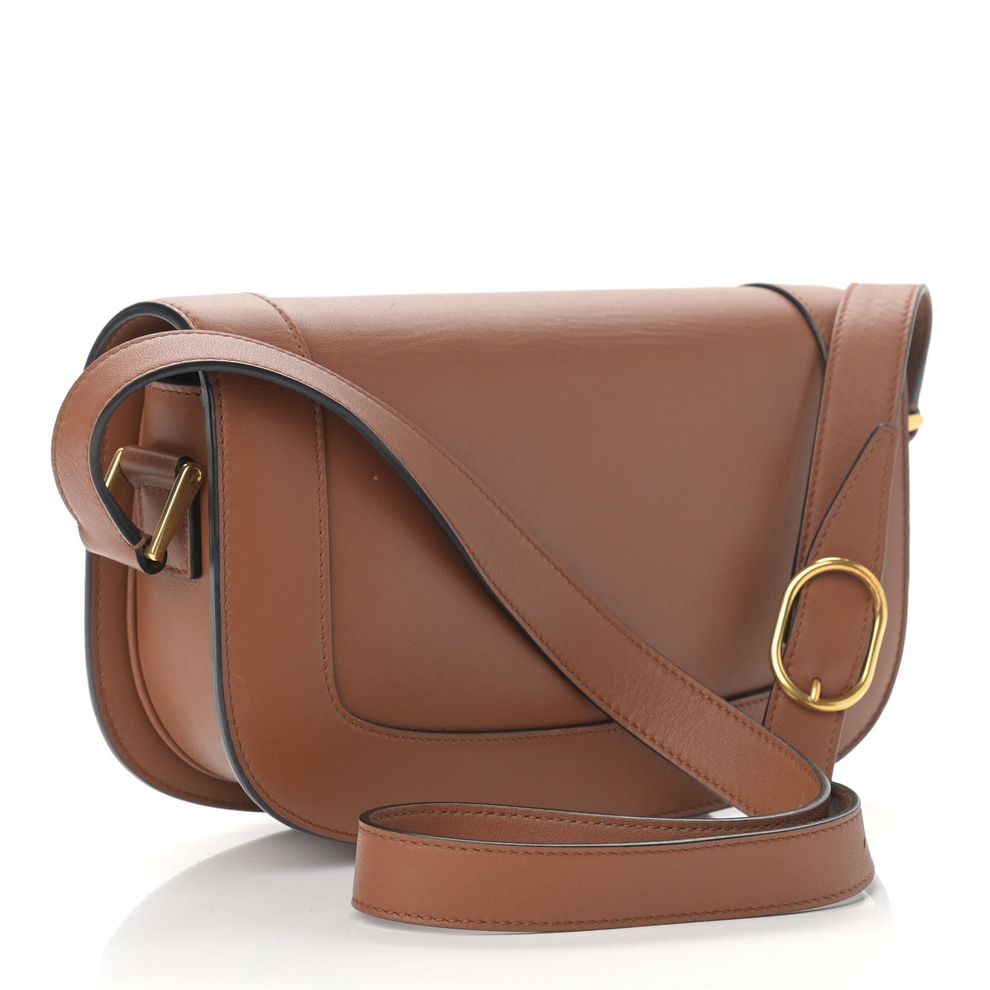 Smooth Calfskin Supervee Shoulder Bag Saddle Brown