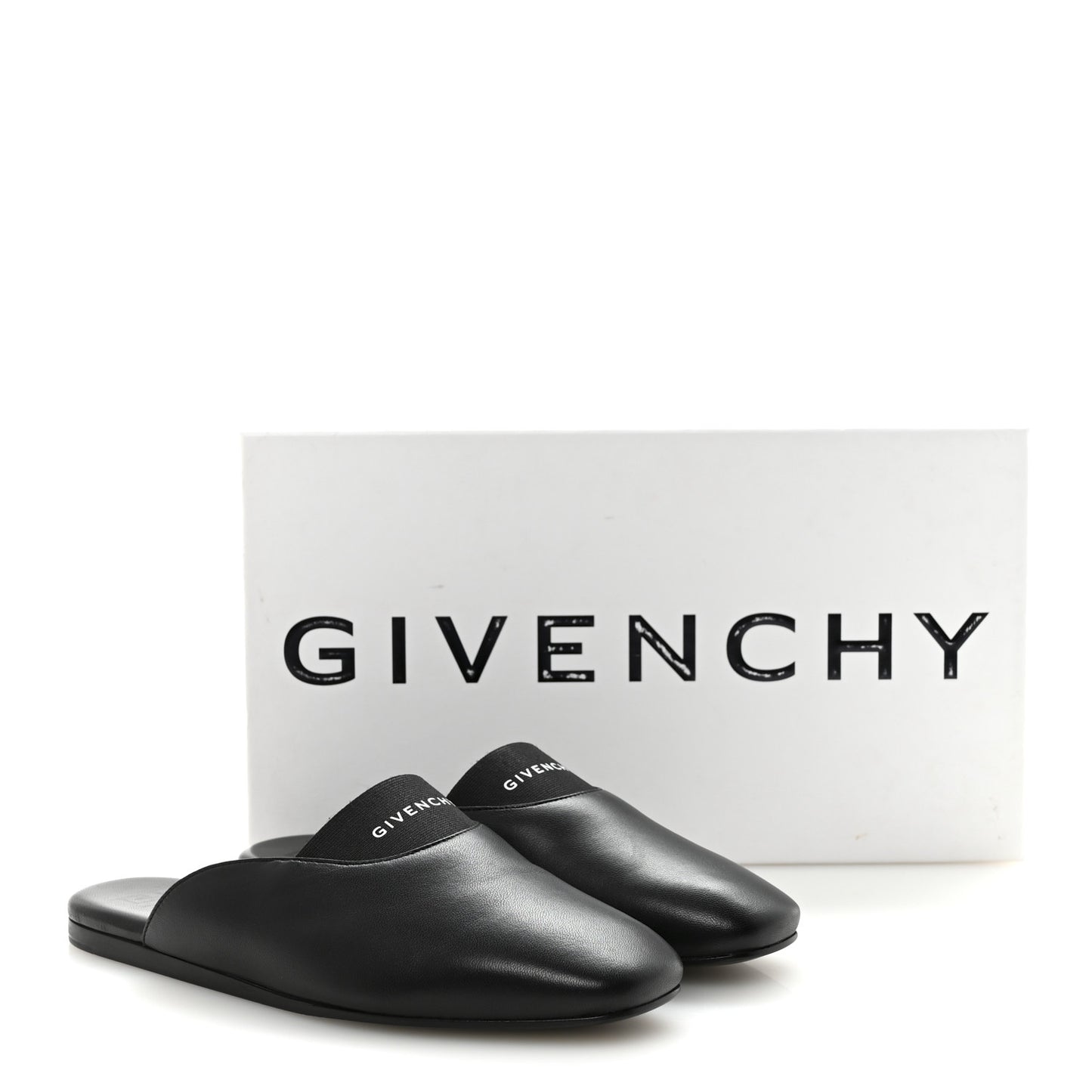 Calfskin Dune Bedford Logo Mule Slides 35.5 Black
