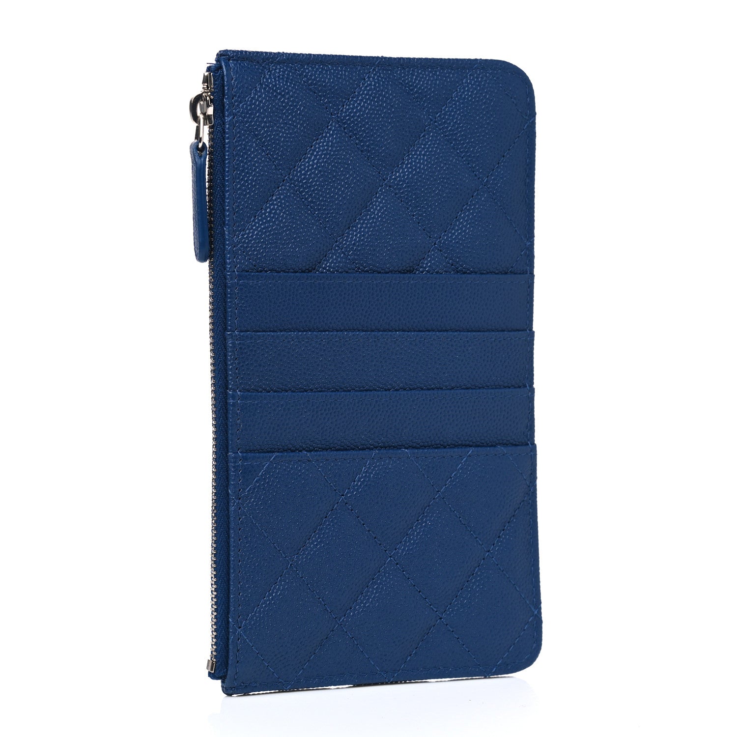 Chanel Caviar Quilted Classic Flat Wallet Pouch Blue 2 of 6