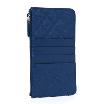 Chanel Caviar Quilted Classic Flat Wallet Pouch Blue 2 of 6