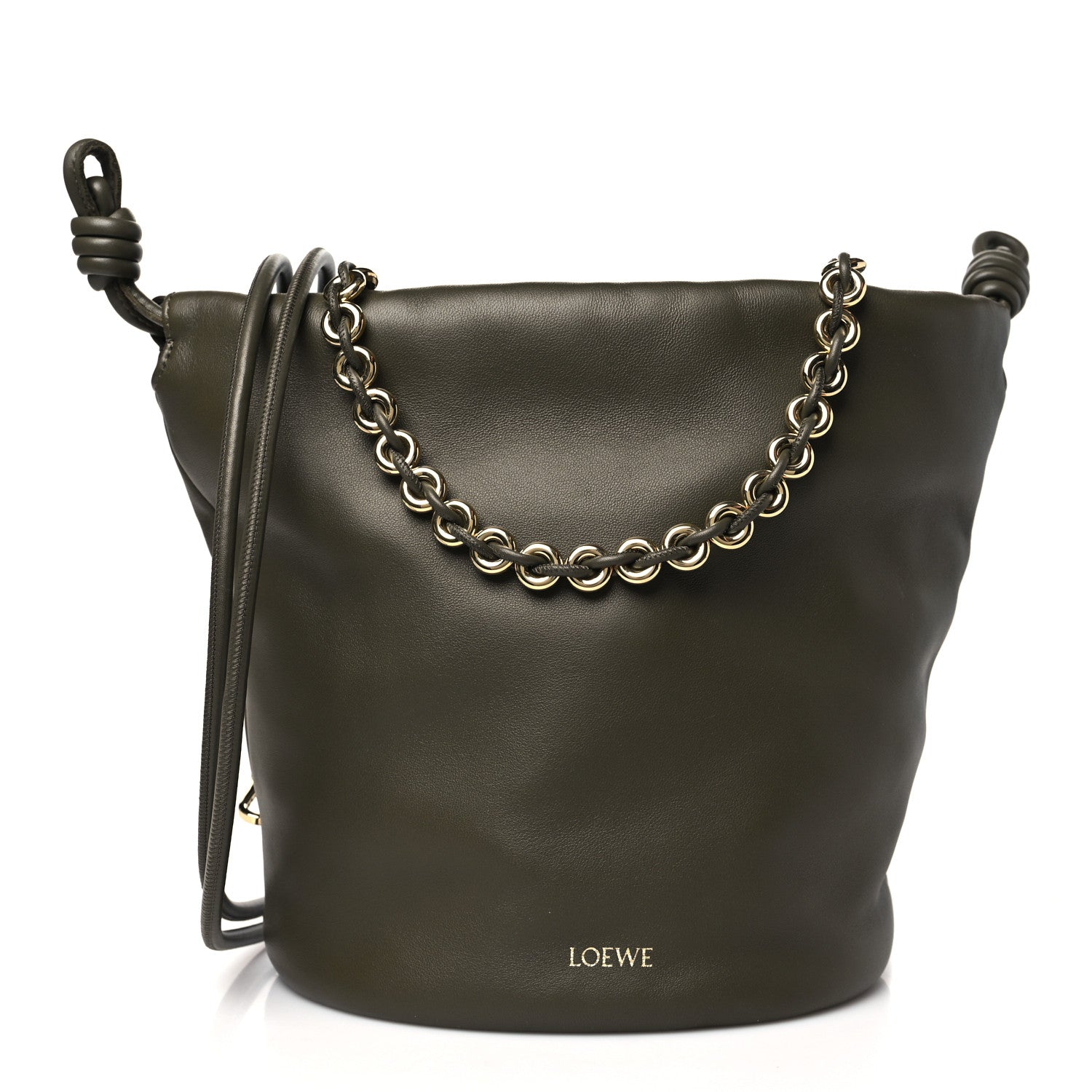 Loewe Mellow Nappa Lambskin Flamenco Bucket Bag Dark Khaki Green 1 of 9