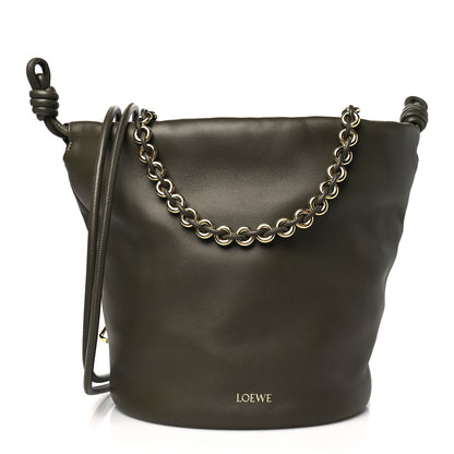 Loewe Mellow Nappa Lambskin Flamenco Bucket Bag Dark Khaki Green 1 of 9