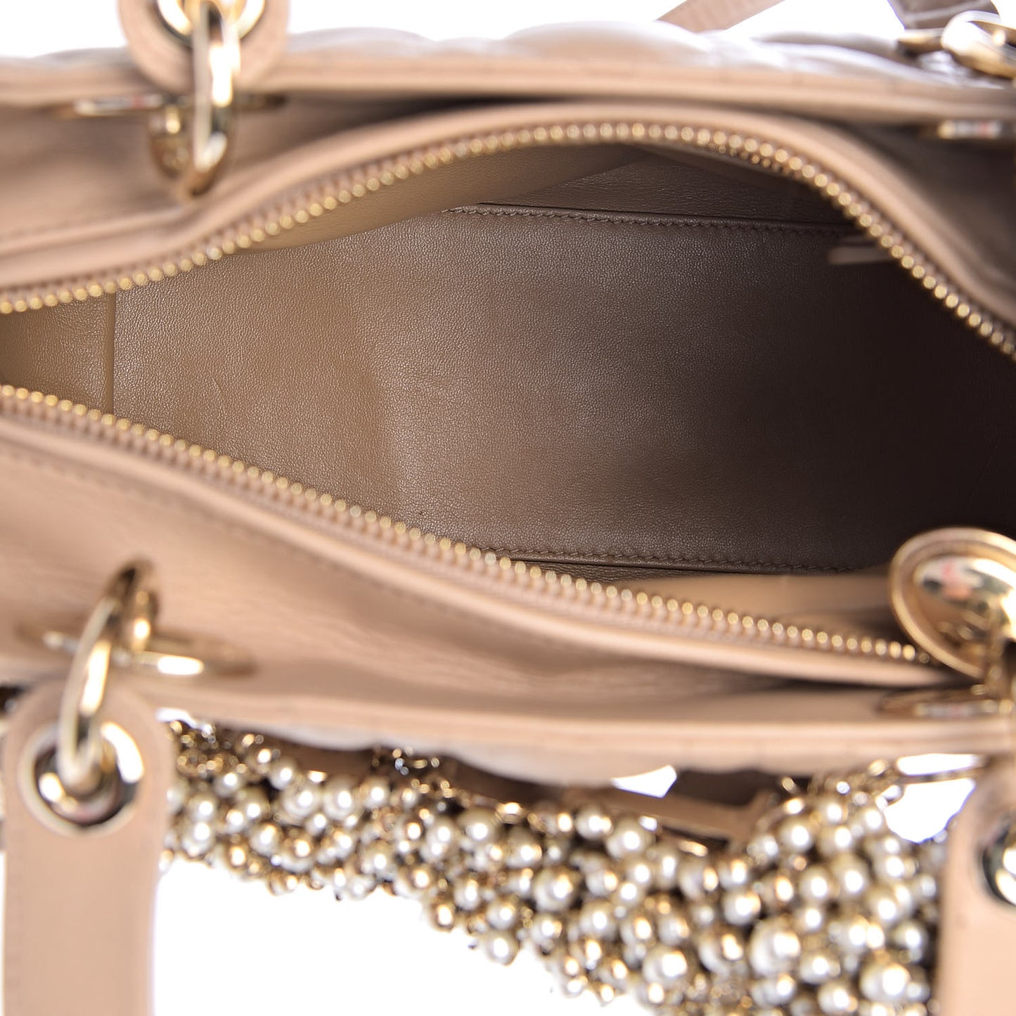 Lambskin Cannage Medium Lady Dior Beige