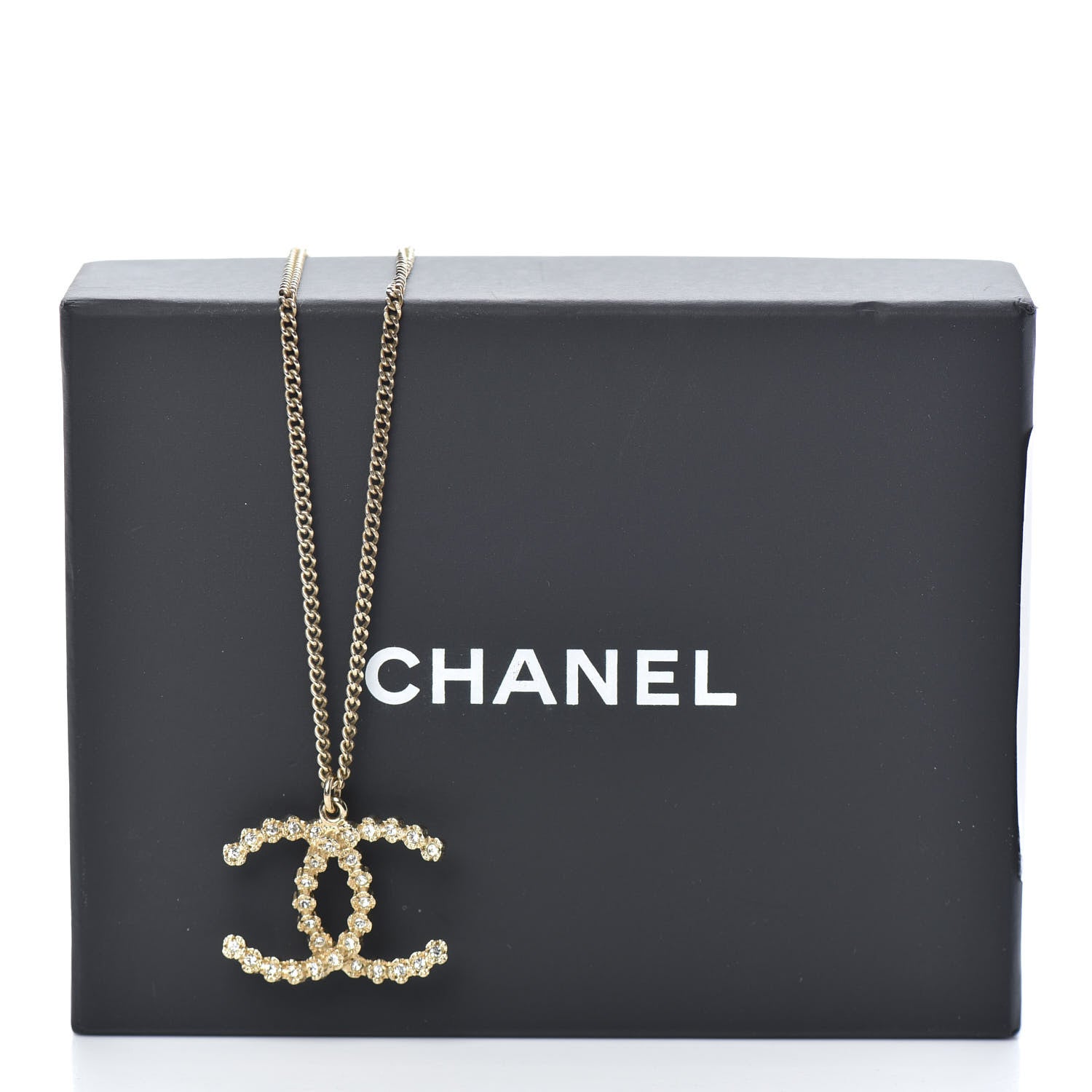 Chanel Crystal CC Pendant Necklace Gold 6 of 6
